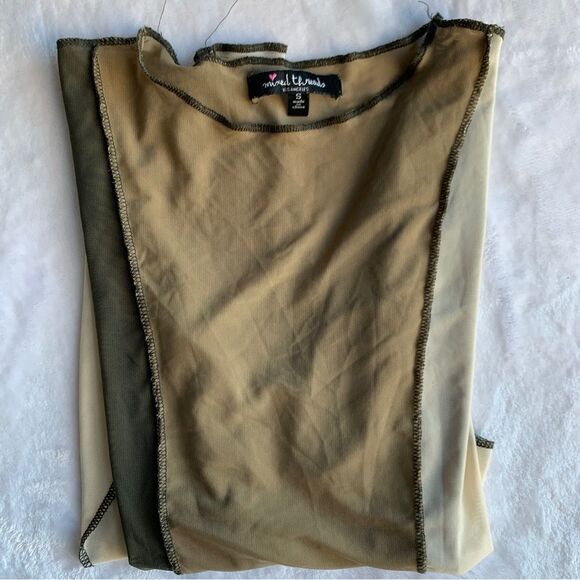 Mixed Threads Los Angeles Topstitched Brown Long Sleeve Colorblock Crop … - Picture 6 of 9